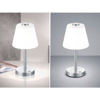 Defibrico - led Touch me Tischleuchte emerald Silber matt, Glaslampenschirm Weiß, h: 29cm von DEFIBRICO