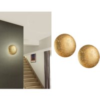 Trio Leuchten - led Wandleuchte 2er set aus Metall in Blattgold, rund ø 22cm von Trio Leuchten