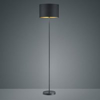 Moderne Stehleuchte HOSTEL mit Lampenschirm Ø35cm aus Stoff in Schwarz & Gold von Trio Leuchten