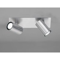 Moderner Deckenstrahler aus Silber mattem Metall mit 2 schwenkbaren LED Spots von MEINEWUNSCHLEUCHTE