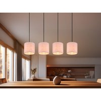 Pendelleuchte elmau mit Stoffschirmen Beige & Naturholz Baldachin, Breite 100cm von TRIO LIGHTING