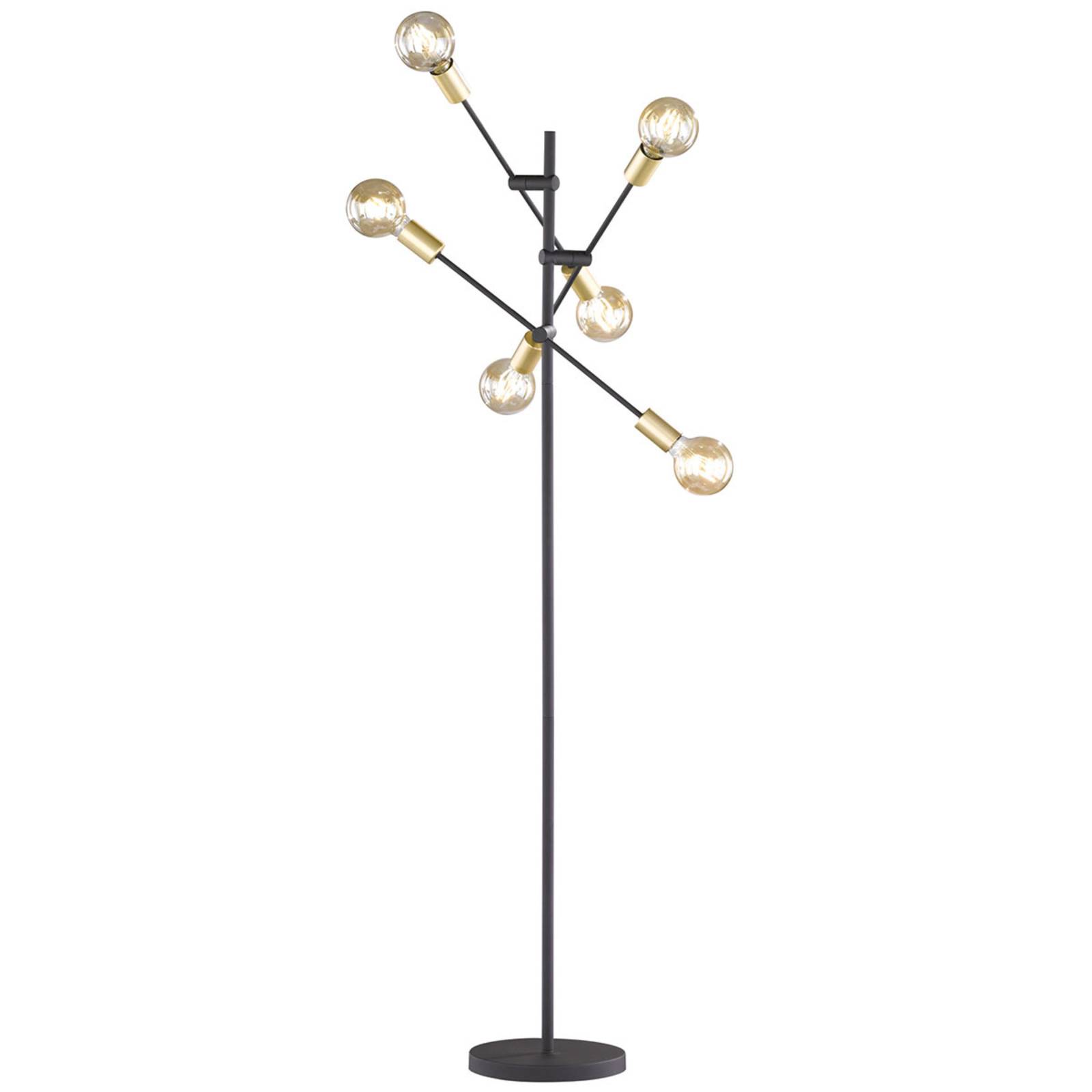 Stehlampe Cross in trendigem Schwarz-Gold-Design von Trio Lighting
