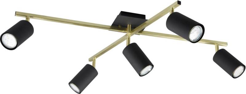 TRIO Leuchten LED Deckenstrahler Trio Leuchten 5er Spot Marley schwarz-matt-messing, Ohne Leuchtmittel, Nicht dimmbar nicht Smart Home-fähig ohne Bewegungsmelder von Trio Leuchten