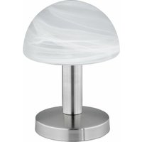 Tischleuchte FYNN II Glasschirm Weiß Sockel Silber- Touchfunktion, Ø15cm von Trio Leuchten