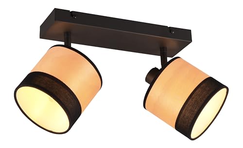 RL LIVE YOUR LIGHT Trio 2-flammige Aufbaustrahler Bozen schwarz mit Holz - R81662032 von Trio Leuchten