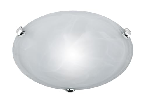 Trio Deckenleuchte Glas Durchmesser 30 cm 1x40W E27 weiss alabasterfarbig 6105011-01, Weiß von Trio Leuchten