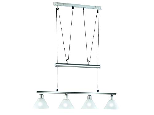 Trio Leuchten JoJo-Pendelleuchte Stamina 3751041-07, Metall Nickel matt, Glas opal weiß matt, exkl. 4x E14, höhenverstellbar von Trio Leuchten