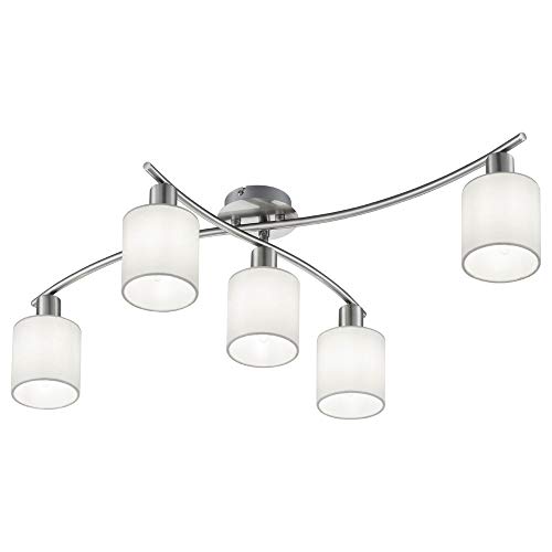 Trio Leuchten Deckenleuchte Garda 605400501, Nickel matt, E14, Stoffschirm Weiß, 44.2 x 75 x 22 cm Trio Leuchten Deckenleuchte Garda 605400501, Nickel matt, E14, Stoffschirm Weiß, 44.2 x 75 x 22 cm von TRIO LIGHTING FOR YOU