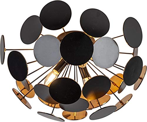 Trio Leuchten Deckenleuchte Discalgo 609900332, Metall Schwarz matt, Kunststoff-Scheiben schwarz/goldfarib, exkl. 3x E14, 54 x 54 x 30 cm, Schwarzmatt/Goldfarbig von Trio Leuchten