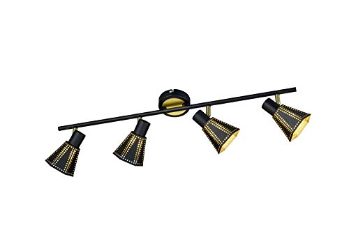 Trio Leuchten Strahler 800300432 Houston, Metall schwarz/innen goldfarbig, exkl. 4 x E14, 9.5 x 69.5 x 19 cm von TRIO LIGHTING FOR YOU