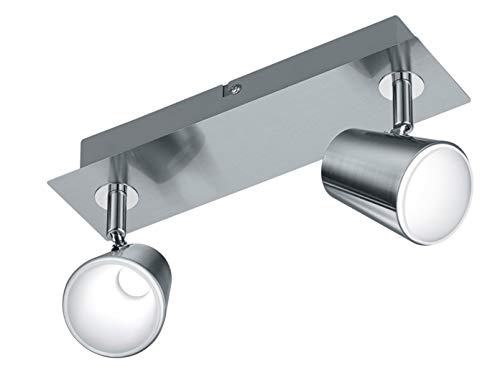 Trio Leuchten LED Deckenleuchte Narcos 873170207, Metall Nickel matt / Chrom, 2 x 4 Watt, 16.0 x 28.5 x 9.5 cm von Trio Leuchten