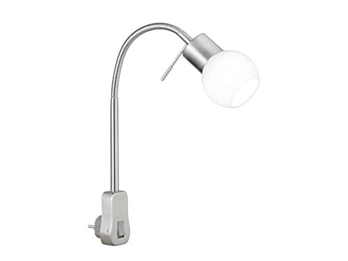 Trio Leuchten LED Steckerspot 891770107 Fred, Metall Nickel matt, Glas weiß, inkl. 1 x G9 3.5 Watt, Switch Dimmer, 20 x 4.7 x 40 cm von Trio Leuchten