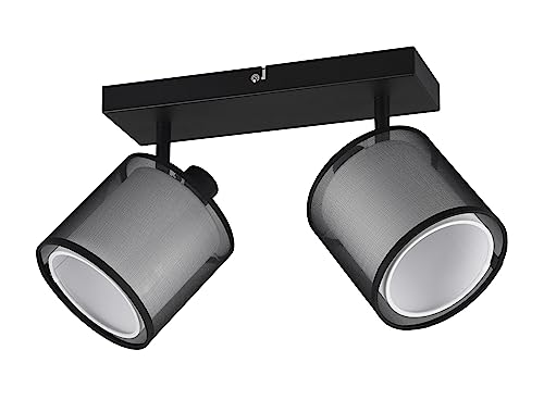 Trio Leuchten Deckenleuchte Burton 811400232, Metall Schwarz matt, Schirm Stoff weiß, exkl. 2x E14 von Trio Leuchten