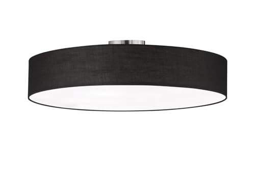 Trio Leuchten Deckenleuchte Hotel 603900502, Metall Nickel matt, Stoffschirm schwarz, exkl. 5x E27 von Trio Leuchten
