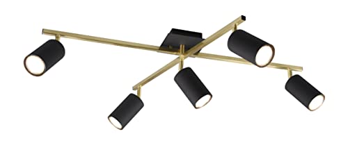 Trio Leuchten Deckenleuchte Marley 612400580, Metall Schwarz matt/Messing, exkl. 5x GU10 von TRIO LIGHTING FOR YOU