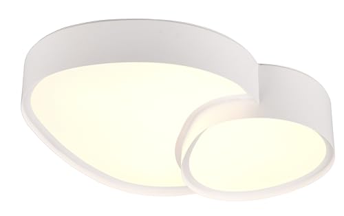 Trio Leuchten Deckenleuchte Rise 647510231, Metall Weiß matt, Schirm Kunststoff Weiß, inkl. 21 Watt LED, Fernbedienung, Dimmbar, Lichtfarbe einstellbar von Trio Leuchten