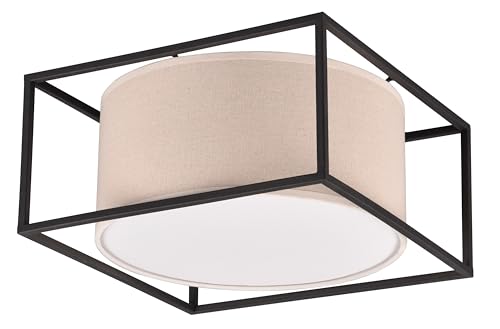 Trio Leuchten Deckenleuchte Ross 603100244, Metall Schwarz matt, Schirm Stoff Beige, exkl. 2x E27 Trio Leuchten Deckenleuchte Ross 603100244, Metall Schwarz matt, Schirm Stoff Beige, exkl. 2x E27 von Trio Leuchten
