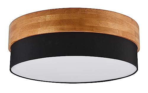 Trio Leuchten Deckenleuchte Seasons 611500302, Holz naturbelassen, Schirm Stoff schwarz, exkl. 3x E27 Trio Leuchten Deckenleuchte Seasons 611500302, Holz naturbelassen, Schirm Stoff schwarz, exkl. 3x E27 von Trio Leuchten