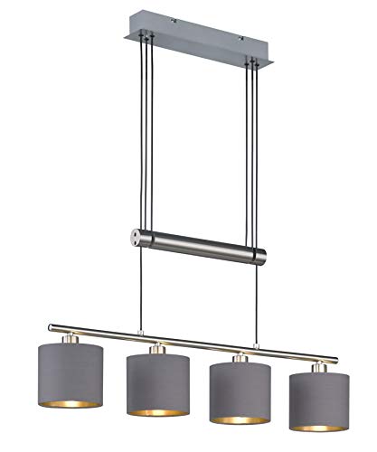 Trio Leuchten Garda 305400441 JoJo Pendelleuchte, Metall, Nickel Matt, E14, Stoffschirm Taupe/Gold von TRIO LIGHTING FOR YOU