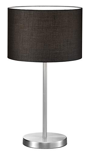 Trio Leuchten Hockerleuchte in Nickel matt, Stoffschirm schwarz, exklusive 1x E27 maximal 60W, ø 30 cm, Höhe: 54 cm 511100102 von Trio Leuchten