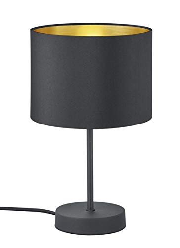 Trio Leuchten Hostel 508200179 Tischleuchte, Metall, Stoffschirm Schwarz Matt/Gold von TRIO LIGHTING FOR YOU