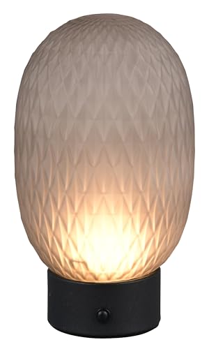 Trio Leuchten LED Akku Tischleuchte Facette 564210154, Metall Schwarz matt, Glas rauchfarbig, inkl. 1.5 Watt LED, USB-Anschluss, 4-fach Touch von Trio Leuchten
