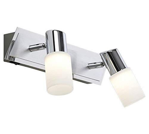 Trio-Leuchten LED-Balken Aluminium gebürstet/chrom, Glas weiß gewischt, inklusiv 2x 5W LED, Breite: 36 cm 821470205 von Trio Leuchten
