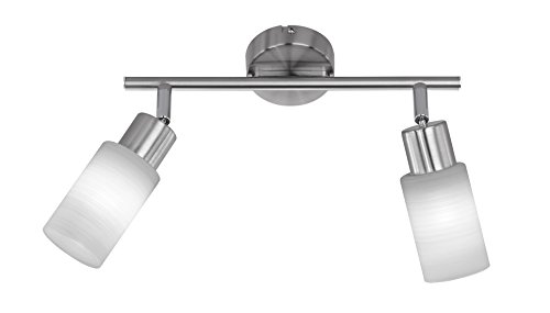 Trio Leuchten LED Strahler Jones 871410207, Metall Nickel matt, Glas weiß gewischt, 2x 4 Watt von Trio Leuchten