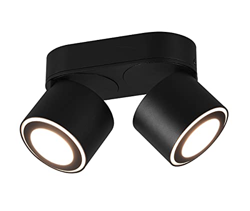 Trio Leuchten LED Deckeneinbau u. Aufbauleuchte Taurus 652910232, Metall Schwarz matt, inkl. 2x 3.5 Watt + 2x 1.5 Watt LED von Trio Leuchten