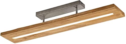 Trio Leuchten LED Deckenleuchte Brad 623710130, Metall Nickel antik, Holz, inkl. 27 Watt LED, Switch Dimmer, Braun von Trio Leuchten