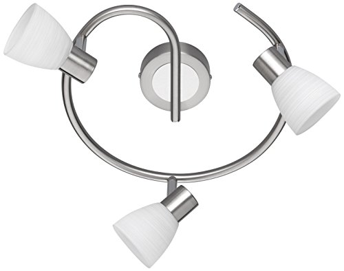 Trio Leuchten LED-Deckenleuchte Carico, nickel matt / chrom, Glas weiß gewischt 871590307 von Trio Leuchten