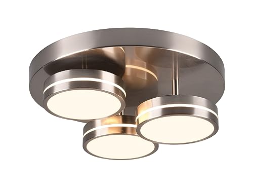 Trio Leuchten LED Deckenleuchte Franklin 626510307, Metall Nickel matt, inkl. 8.5 Watt LED, Switch Dimmer von Trio Leuchten