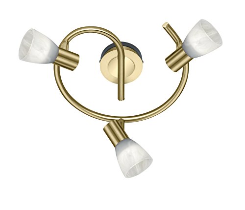 Trio Leuchten LED-Deckenleuchte "Levisto" in Messing Gold, Glas alabasterfarbig weiß 871090308 von Trio Leuchten