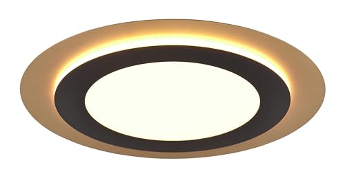 Trio Leuchten LED Deckenleuchte Morgan 641519280, Metall Schwarz matt/Goldfarbig, Acryl, inkl. 46 Watt LED, Fernbedienung von Trio Leuchten