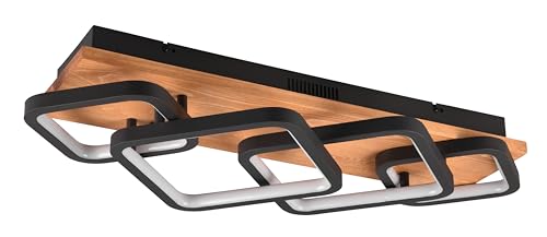 Trio Leuchten LED Deckenleuchte Rama 643210432, Metall Schwarz matt, Holz naturbelassen, inkl. 36 Watt LED, Switch Dimmer von Trio Leuchten