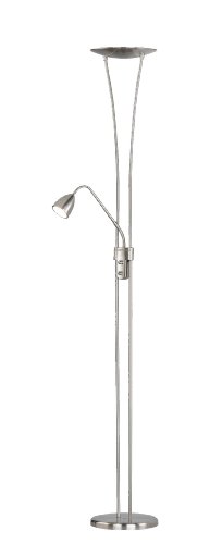 Trio Leuchten LED-Fluter in Nickel matt, inklusive 1 x 20W LED und 1 x 5W LED, Fluter und Lesearm getrennt dimmbar, Höhe - 180 cm 426410207 von Trio Leuchten