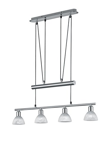 Trio Leuchten LED-JoJo-Pendelleuchte "Levisto" in Nickel matt, Glas alabasterfarbig weiß 371010407 von Trio Leuchten