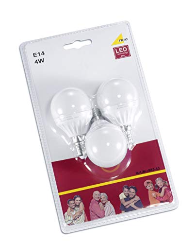 Trio Leuchten LED Leuchtmittel 3-er Blister E14 Tropfen, 4 W 983-43, Weiß von Trio Leuchten