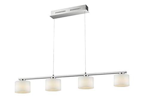 Trio Leuchten LED Pendelleuchte Alegro 325510407, Metall Nickel matt, Glas opal weiß, inkl. 4x 6.5 Watt LED, Switch Dimmer von Trio Leuchten