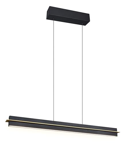 Trio Leuchten LED Pendelleuchte Emerson 346710180, Metall Schwarz matt/goldfarbig, inkl. 22 Watt LED, höhenverstellbar, Lichtfarbe stufenlos einstellbar, 4-fach Touch von Trio Leuchten