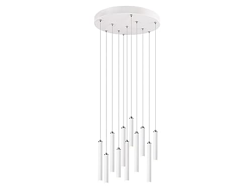 Trio Leuchten LED Pendelleuchte Tubular 321691131, Metall Weiß matt, inkl. 11x 2,8 Watt LED, Switch Dimmer von Trio Leuchten