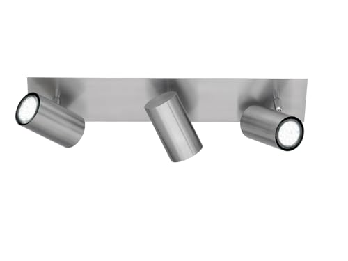 meineWunschleuchte 3-flammiger Deckenstrahler aus Metall Silber matt, Breite 48cm von meineWunschleuchte