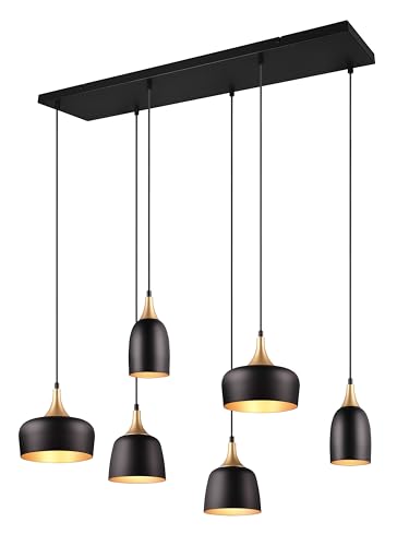 Trio Leuchten Pendelleuchte Chiraz 310500632, Metall Schwarz matt/goldfarbig, exkl. 6x E14 von Trio Leuchten