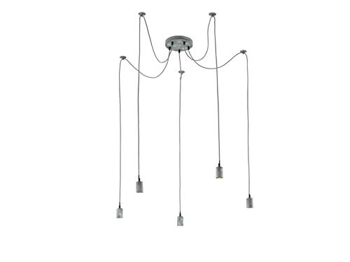 Trio Leuchten Pendelleuchte Cord 310100561, Metall Grau antik, Kabel stoffummantelt, exkl. 5x E27 von Trio Leuchten