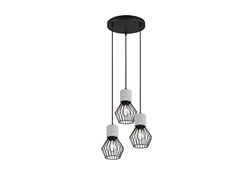 Trio Leuchten Pendelleuchte Jamiro 309230332, Metall Schwarz matt, Beton, exkl. 3x E27 von TRIO LIGHTING FOR YOU