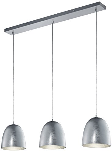 Trio Leuchten LED Pendelleuchte Ontario 305200389, Metall Nickel matt, Glas silberfarbig, exkl. 3x E14 von Trio Leuchten