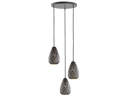 Trio Leuchten Pendelleuchte Onyx 301300342, Metall, anthrazit / innen goldfarbig, Kabel gewebeummantelt schwarz Trio Leuchten Pendelleuchte Onyx 301300342, Metall, anthrazit / innen goldfarbig, Kabel gewebeummantelt schwarz von Trio Leuchten