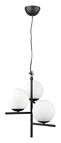Trio Leuchten Pendelleuchte Pure 302000332, Metall Schwarz matt, Glas weiß, exkl. 3x E14 von Trio Leuchten
