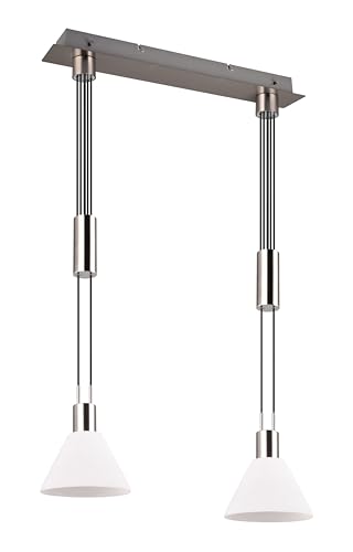Trio Leuchten Pendelleuchte Stanley 319500207, Metall Nickel matt, Glas Weiß, exkl. 2x E27 von Trio Leuchten