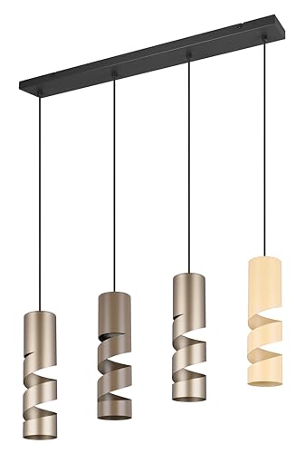 Trio Leuchten Pendelleuchte Stream 364000417, Metall Schwarz matt, Schirm Coffee/Taupe/Beige, exkl. 4x GU10 von Trio Leuchten